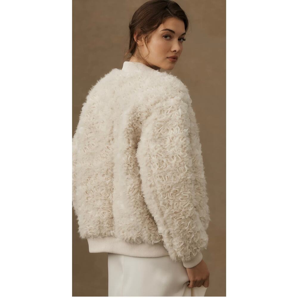 ANTHROPOLOGIE AVEC LES FILLES FAUX FUR RIBBONED BOMBER JACKET XS